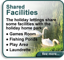 Shared Facilities for the Self Catering Holiday Lettings with Gellidywyll Holiday Home Park include Fishing Lake Laundrette Play Area